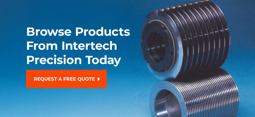 shear cut knives with text that reads "Browse Products from Intertech Precision Today" and "Request a Free Quote"